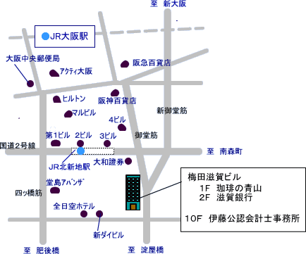 大阪市北区の伊藤公認会計士・税理士事務所地図